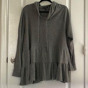 Lane Bryant Gray Waffle Shirt w/ Hood